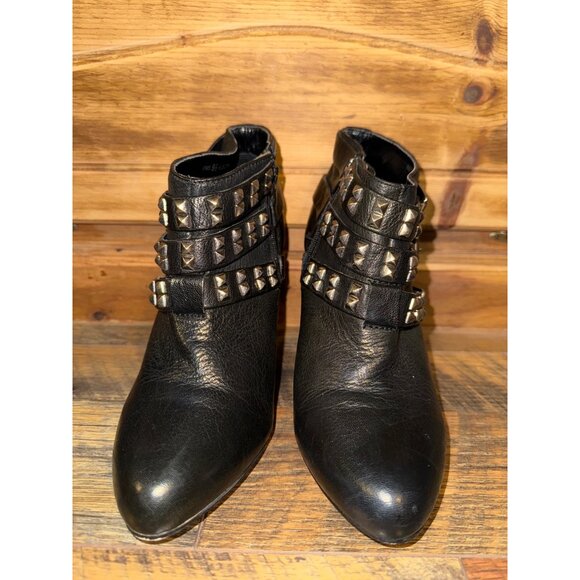 Report Electra Black Buckle Ankle Boots Heels Motorcycle Biker Goth Emo Size 9.5 - Picture 6 of 13